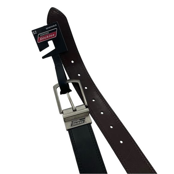 NWT Dickies Leather Classic Reversible Black Brown Everyday Belt Size 52 - Picture 4 of 6